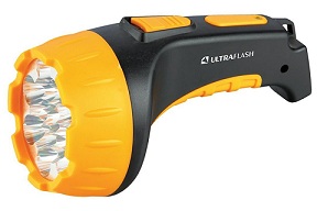 Фонарь ручной Ultraflash15 LED3815 SLA черный с желт, 2 реж, аккум. 220В, пластик. короб. (1/5/40шт)